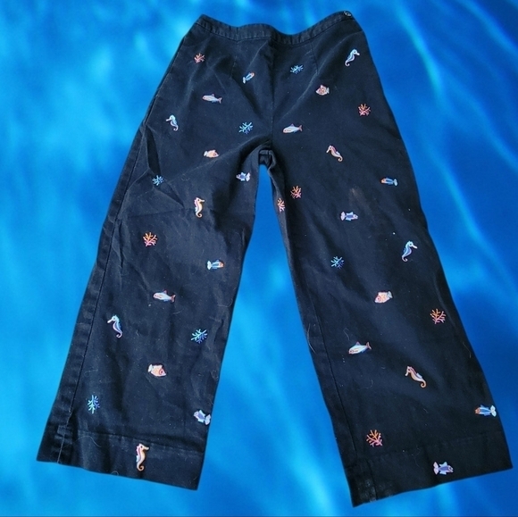 Coldwater Creek capri crop pants SIZE 6 embroidered summer beach pockets T45 - Picture 1 of 6